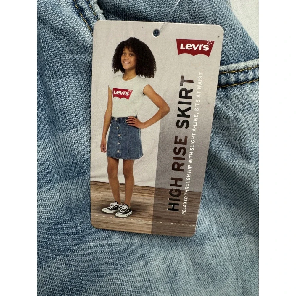 Levis Girls 16 High Rise Pull On Denim Skirt Light Wash‎ Paperbag Waist  NWT
